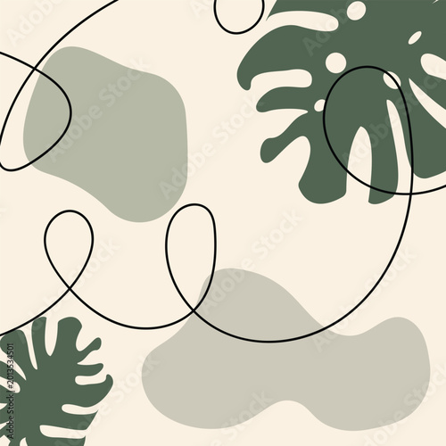 Boho Tropical Leaf Abstract Vector Wall Art Design
