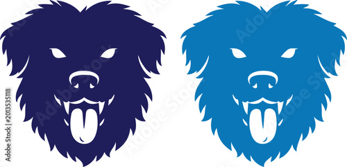 Photos Fierce Dog Head Vector Illustration, Aggressive Canine Mascot Design