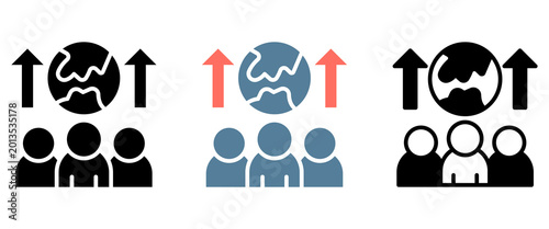 Photos Overpopulation Icon Collection Set  Glyph & Mixed Style