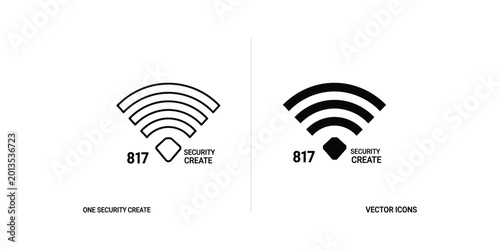 Slika na platnu Modern wifi security icon with shield lock symbol and number 817