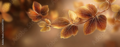 Delicate amber leaf veins floating above soft brown-gold blurred backdrop 32k ultra HD