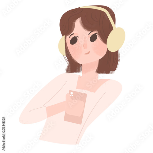 Whimsical Hand-Drawn Illustration of a Girl with Elemental Motifs