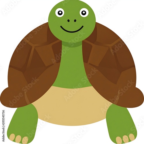 Cartoon turtle with brown shell, green head