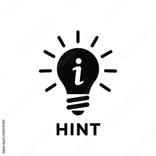black light bulb icon with information symbol and hint text on white background high quality professional detailed modern elegant stylish