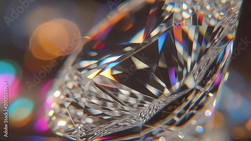 Sparkling Diamond with Prismatic Rainbow Light Reflections