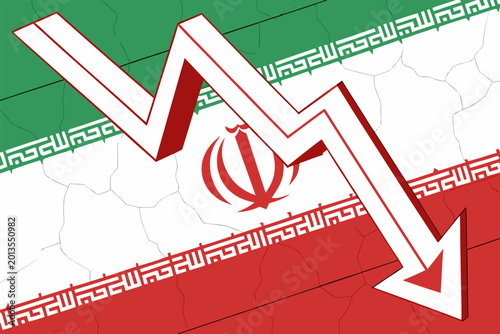 Tableau sur toile Tehran economic crisis concept highlighting inflation, unrest and instability within Islamic Republic government