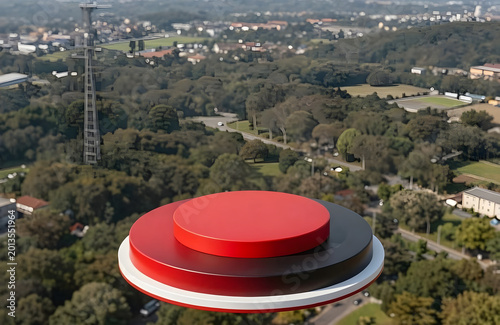 Floating Red Black Podium Landscape