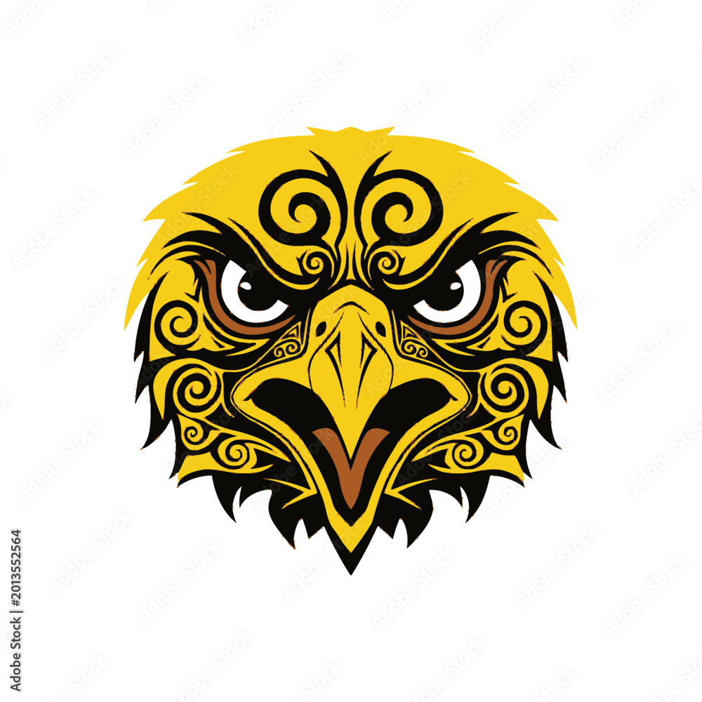 Fototapeta premium Tribal Eagle Head Graphic Design - Fierce Bird of Prey Illustration