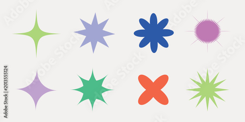 Starburst badge sticker, colorful abstract design set vector