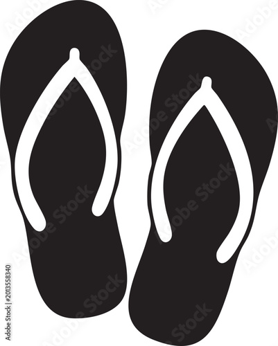 Black flip flops, flipflops, sandals, footwear icons, vector sandals