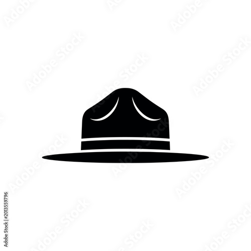 Drill Sergeant Hat Icon Silhouette.