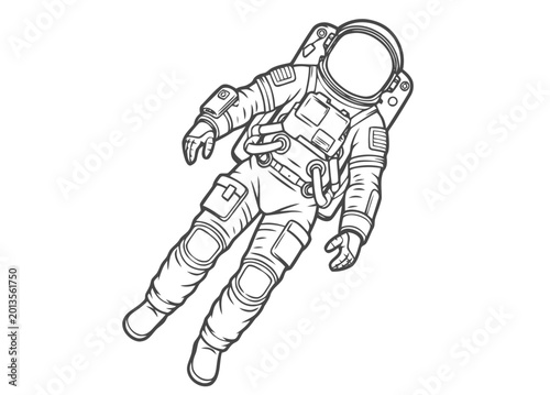 Astronaut Floating in Space Wearing a Detailed Suit and Helmet Alone