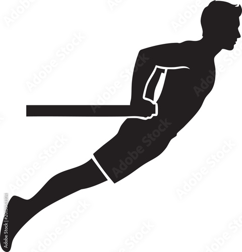 Tableau sur toile Black silhouette athletic man jumping, hurdle runner, sports icon, athleticism v