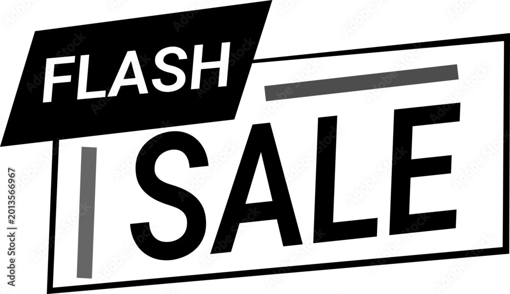 Fototapeta premium Flash Sale Monochrome Black and White Geometric Badge Banner Vector