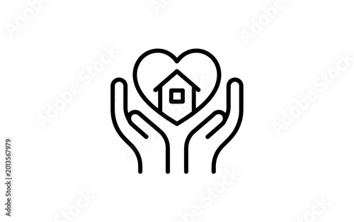 Home Care and Real Estate Protection Line Icon
