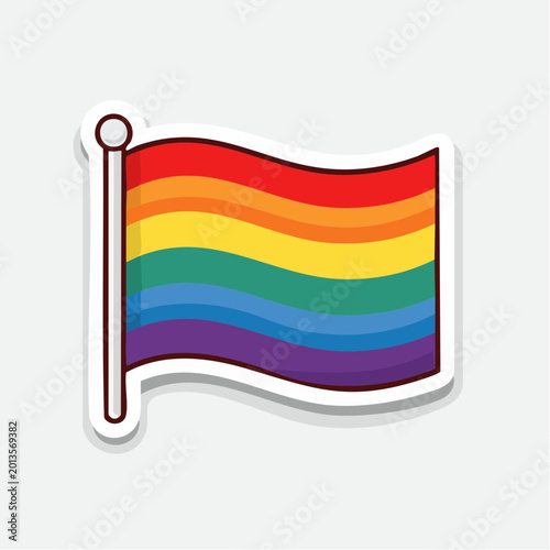 Rainbow Flag Waving on Pole