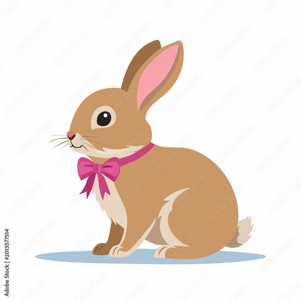 Obraz premium Cute Brown Rabbit with Pink Bow