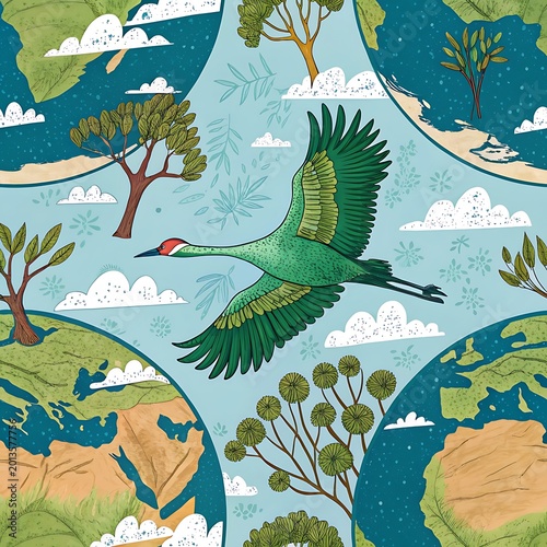 seamless pattern with birds