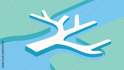 Schilderij op canvas Illustration Of A Minimal Branching River Delta Vector Design Template