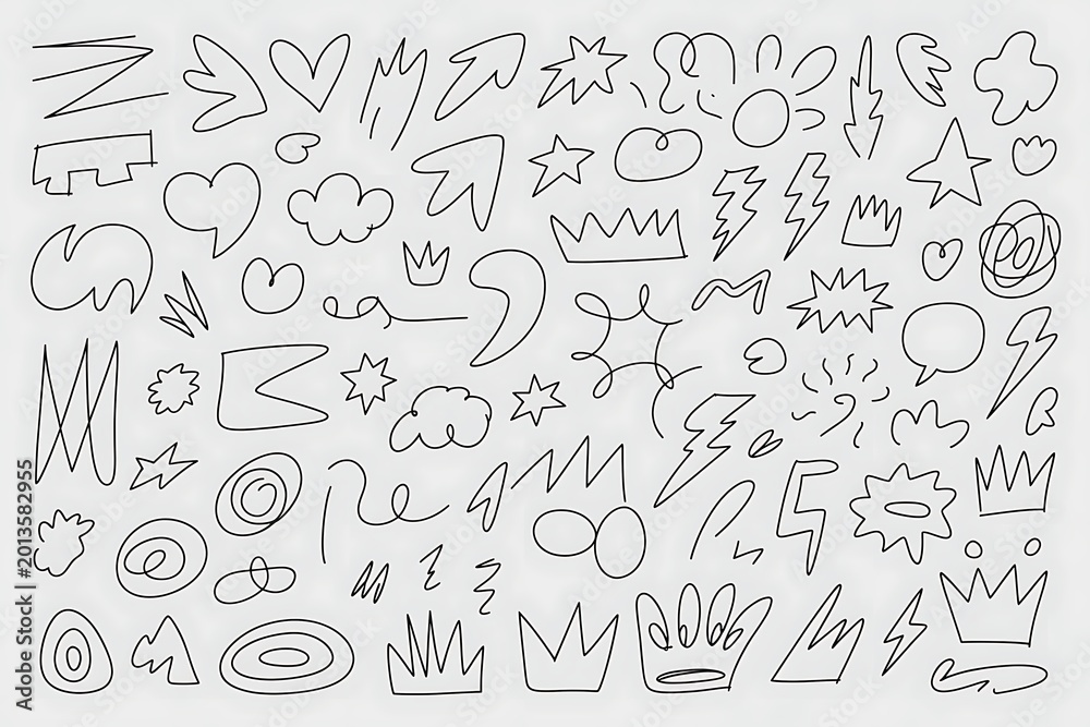 Fototapeta premium Simple hand drawn doodle icon set high resolution picture
