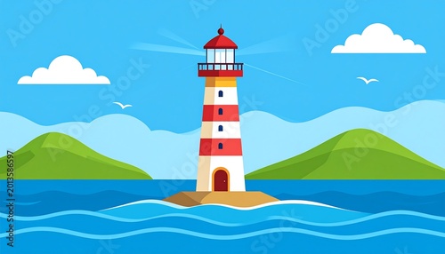 Coastal beacon guides ships through ocean