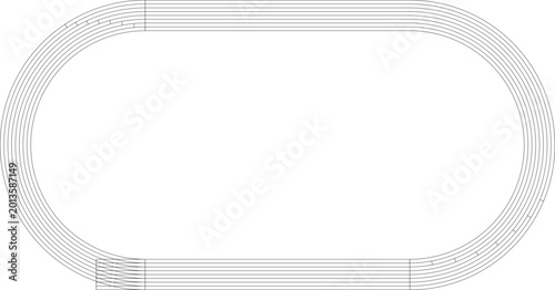 400m athletics track outline with 8 lanes, 100m sprint straight, and 200m & 400m start marks (World athletics style, top view)