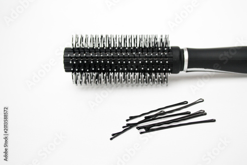 Hairdresser tools on white background. Hairstylist equipment set