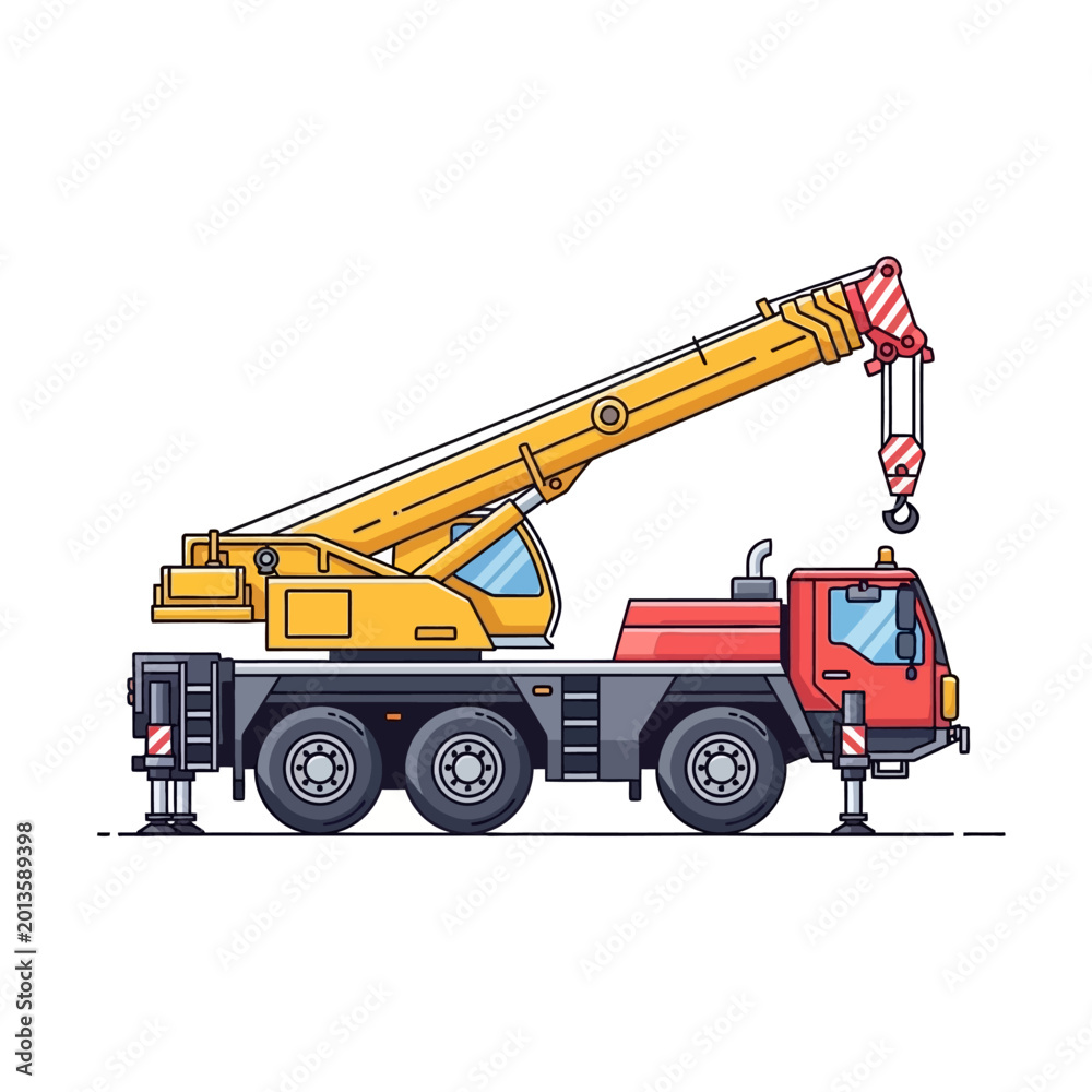 Obraz premium Mobile Crane Construction Vehicle Lifting Equipment Isolated