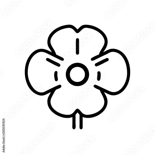 Four leaf clover icon in black outline style on gray background