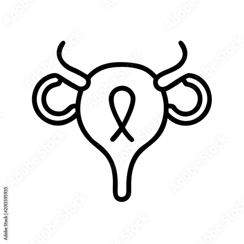 Uterus awareness icon in black outline style on gray background