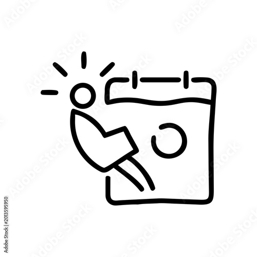 Calendar reminder icon in black outline style on gray background