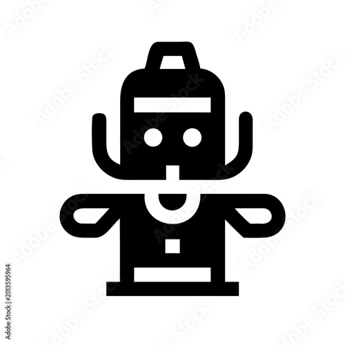 Robot icon in minimalist black and white vector style