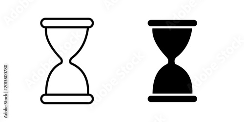 Hourglass icon in outline and solid style. Ideal for time management, countdown, and productivity apps on white background.