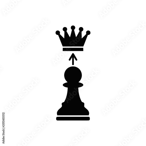 Chess pawn receives a crown to signify its promotion to a higher status.