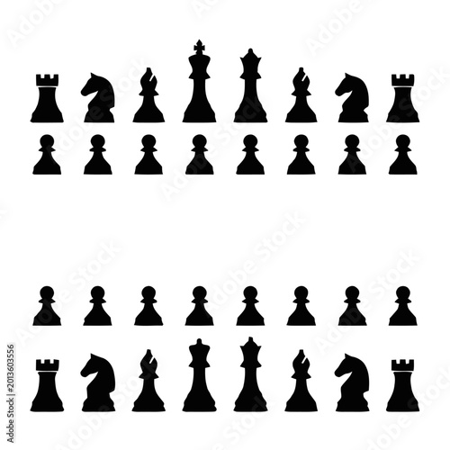 Chess pieces are arranged in a neat formation on a solid background to represent a strategic board game.