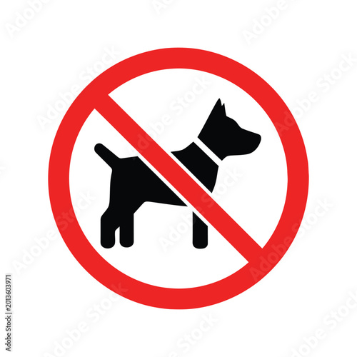 фотографія No dog allowed sign icon showing a black animal silhouette inside a red prohibit