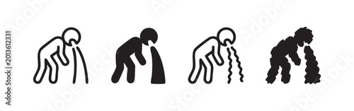 Konstfotografi Vomiting and Sickness Icon Set - Nausea, Food Poisoning, and Digestive Issues Sy