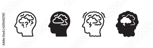 Tableau sur toile Mental confusion and stress icon set