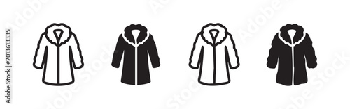 Icons representing fur coats, fashion, warmth, and winter clothing