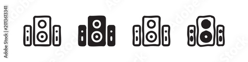 Foto Icons of a home theater sound system, representing audio, entertainment, and mus