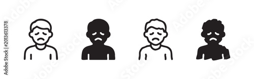 Photos Sad Person Icons: Outline, Solid, Textured, and Jagged Variations