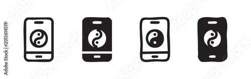 Canvas Print Smartphone with Yin Yang Screen Meditation and Balance App Icon