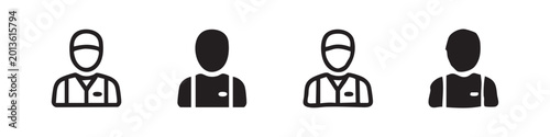 Картината върху платно Four stylized icons of referees or officials, in different artistic styles and solid silhouettes