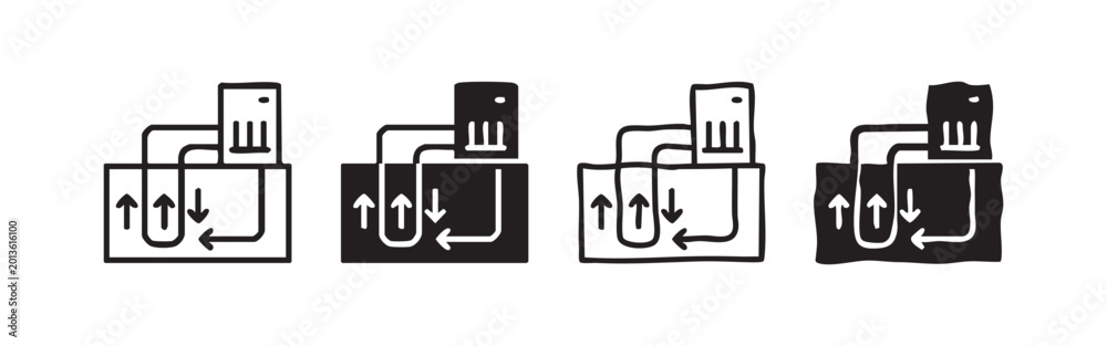 Foto Icons representing a water pump and circulation system
