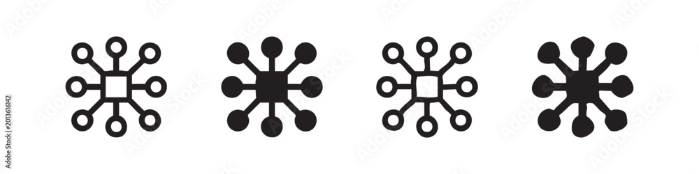 Fotografia Icons representing a hub and spoke network structure