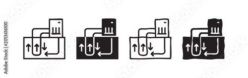 Bild auf Leinwand Icons representing a water pump and circulation system