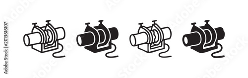 Tableau sur toile Icons of a winch or hoist mechanism in black and white