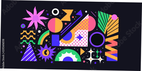 Foto abstract geometric pattern with vibrant shapes and colors