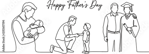 father and son line drawing illustration family moments and fathers day