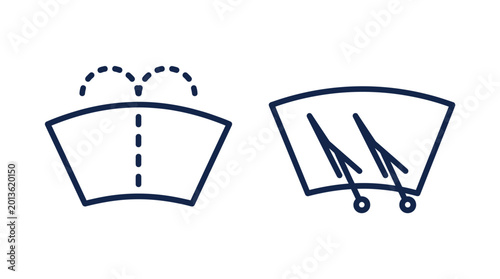 Fotografie Windshield wiper and washer system icons automotive vehicle cleaning symbols wit